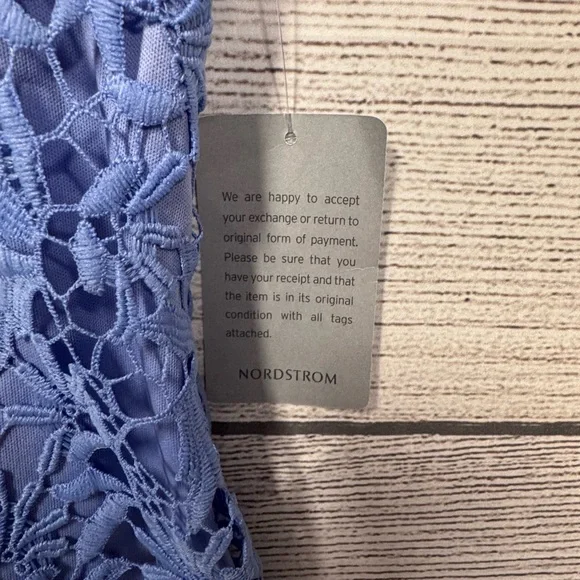 New Women’s NSR Floral Lace Tiered Midi A-line Dress Size M Cornflower Blue - Picture 7 of 11